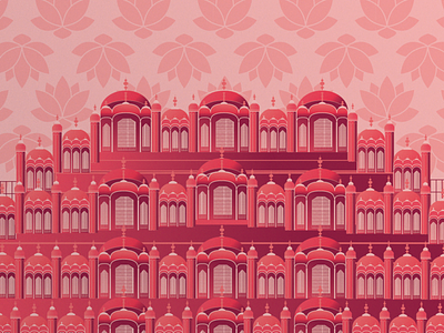 Jaipur Pink architechture design illustration vector