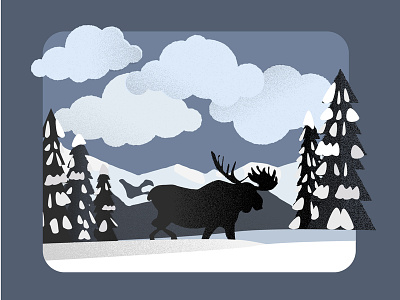 Winter Moose branding illustration landscape