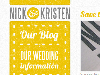 Wedding Website distressed grey letterpress vintage yellow
