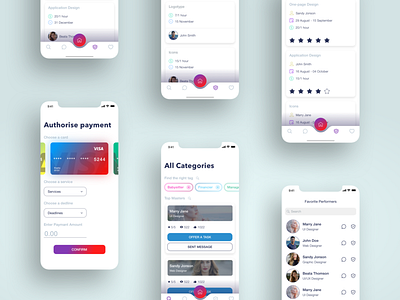 Worker & Clients Light Style account design light app payment app profile design ui