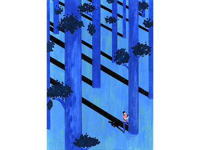 160512itokenske01 forest man night illustration painting