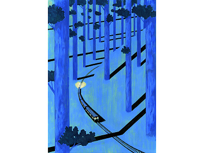 160521itokenske06 forest illustration night train