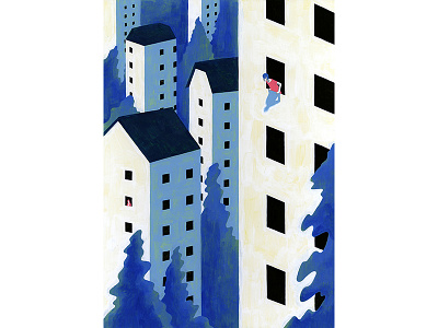 161018itokenske apartment illustration night town tree