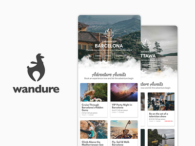 Wandure Experiences app branding design ui ux
