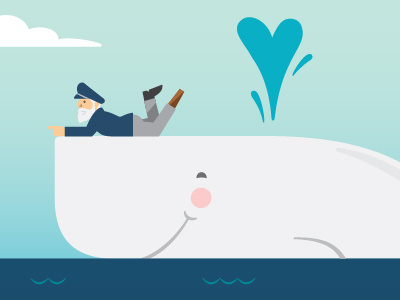 Valentine's Day Card illustration invitation moby dick sweet whale