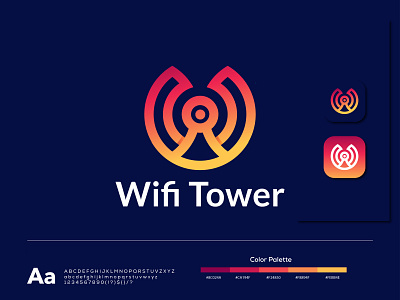 Wifi tower Logo design -  Wifi logo mark