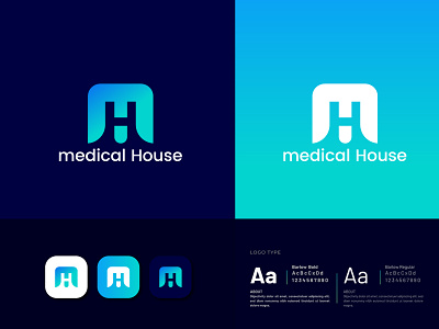M+H  Modern Letter Logo Mark - MH Medical Logo design