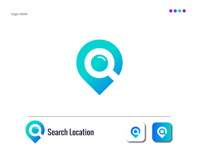 Search + Location Logo design - app logo mark