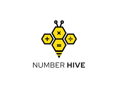 Number hive Logo - Hexagon - geometric - bee logo design