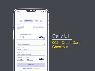 DailyUI - 002 - Credit Card Checkout card daily ui 002 mobile app design mobile ui ui