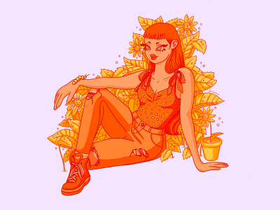 Spring Illustration character design color drawing graphic design illustration illustrator orange pink procreate yellow