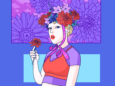 Flower Girl charachter design color cool girl design flowers graphic design illustration illustrator photoshop