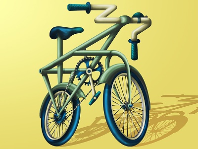 The Challenge of Going Green bicicleta bike digital art environment green illustration impossible object utopia vector