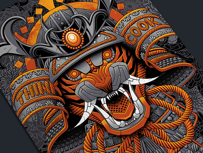 Torabot art artwork graphicdesign illustration japanese art samurai tiger tshirt tshirtdesign