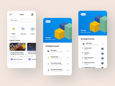 Exploration UI Online Courses android app branding design flat minimal ui ux