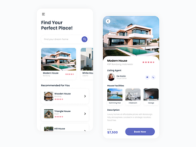 Rent House UI Design android app design flat icons illustration mobile mobile app ui ux