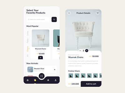 Furniture App android app design icons illustration minimal mobile mobile app typography ui ux