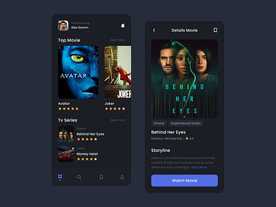 Mozi - Streaming Movie App android app design icons illustration minimal typography ui uiux ux