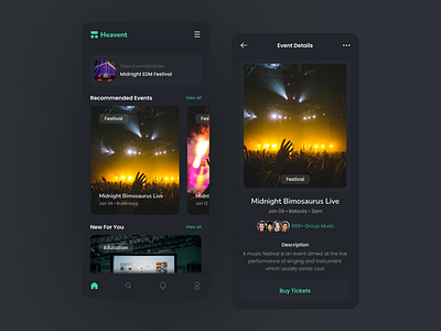 Event App - UI Design app clean dark darkmode design mobile ui ux