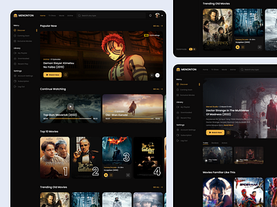 Menonton - Steaming Movie Dashboard Design