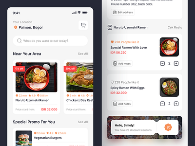Mangan - Online Food Delivery Mobile Design app design eat food mobile online food delivery ui