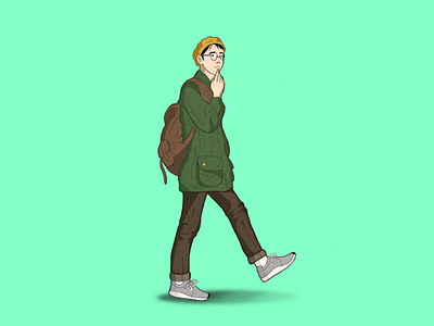 Green Coat character design drawing fashion illustration ipad procreate