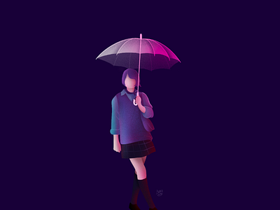 I Love a Rainy Night digital illustration girl illustration procreate rain umbrella