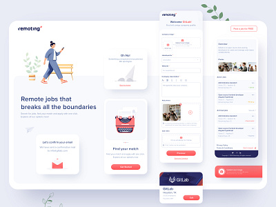 Remoting interaction design job job application job board job listing logo minimalist remote remote app remote job remotework ui ux