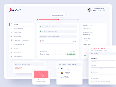 Fastshift | Payment System interaction design minimalist payment payment app payment method ui ux