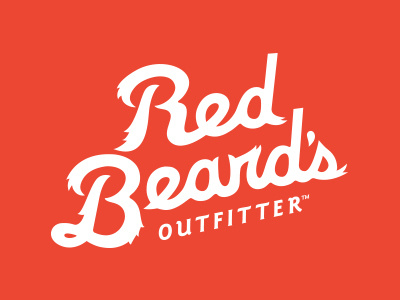 Red Beard's Outfitter beard classic hairy logo outdoors outfitter red script vintage