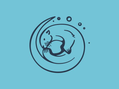 Sea Otter animal blue bubbles illustration o ocean otter river sea