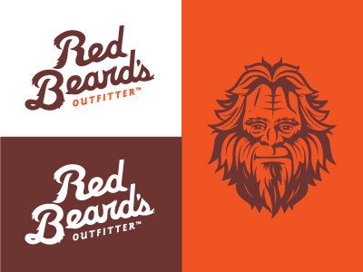 Red Beard's Outfitter beard bigfoot classic hairy logo outdoors outfitter red sasquatch script vintage