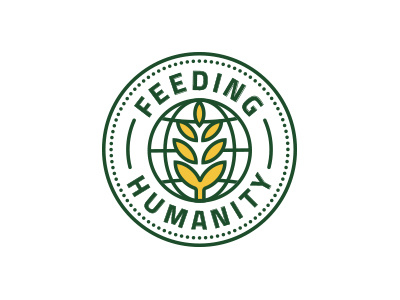 Feeding Humanity – Option 1 badge feed globe grain humanity world