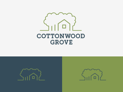 Cottownwood Grove Logo – Final cottonwood forest green grove growth home houses icon illustration kansas logo realty