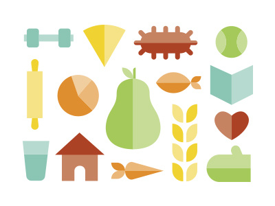 Nutrition Center Icons cooking data fish gluten icon illustration nutrition pear science weights