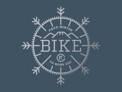 Bike to Work Day –Option 2 badge bike colorado illustration logo mountains navy silver snow snowflake tire