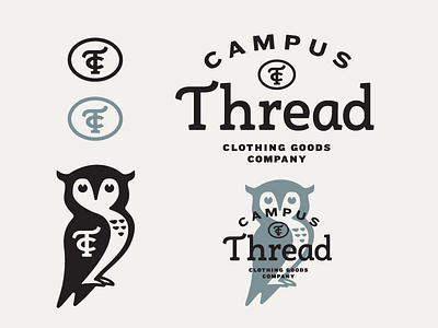 Campus Thread – WIP bird blue clothing collegiate education illustration logo monogram owl thread typography wisdom