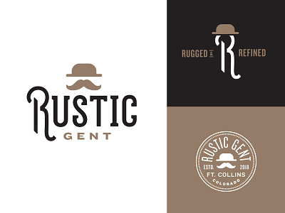 Rustic Gent Identity – WIP branding clothing derby gentleman identity logo mustache r rustic vintage