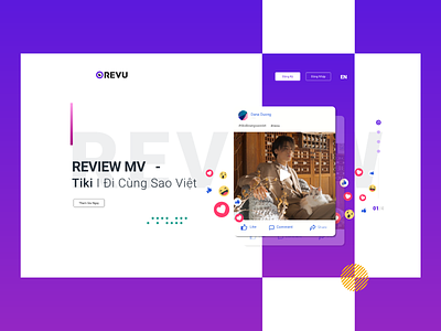 Review Music video - Revu fullscreen influencer marketing landing page design website concept xd design