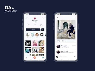 DA. - .Social media 2020 app ui clean dark design mobile social app social network socialmedia trends ui xd design