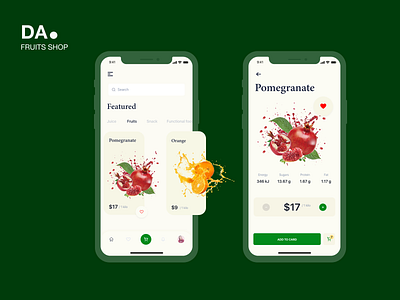 DA. - Fruits shop app app designer fruits healthy moblie shop ui xd design