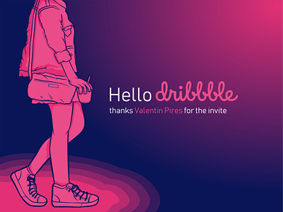 Hello Dribbble ardileyo debut dribbble invite hello illustration sketch vector