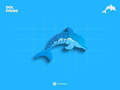 Dolphins 3D 3d branding design fish illustration leyonaga logo typography
