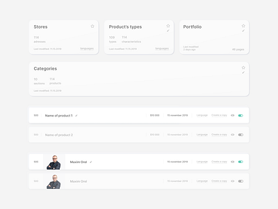 admin panel cards ui ux