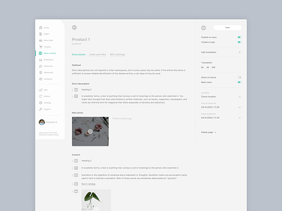 admin panel create page dashboard ui ux