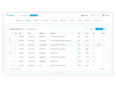 Invoices page for a Bookkeeping Web App UI app dailyui dailyuichallenge design invoice design table ui web app xddailychallenge