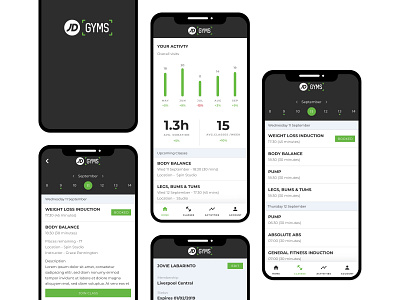 JD Gyms - Mobile Booking App Concept