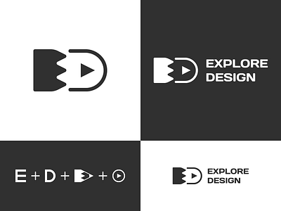 Explore Design brand d design e explore identity irakli dolidze logo mark pencil play symbol