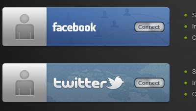 Social buttons button facebook twitter