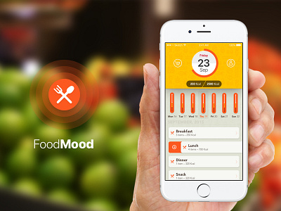 FoodMood Logo & App android app calories count ios